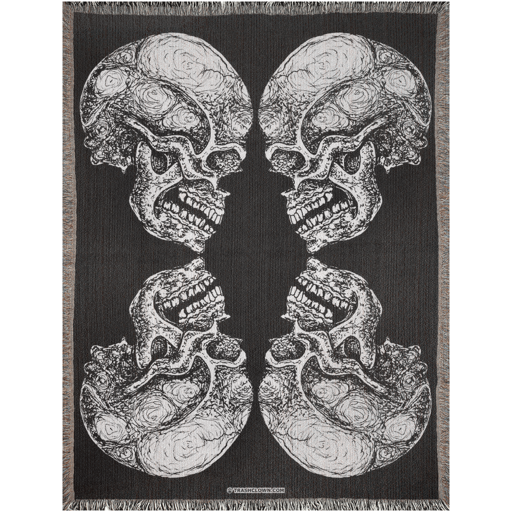 4 Skulls in Profile Woven Blanket