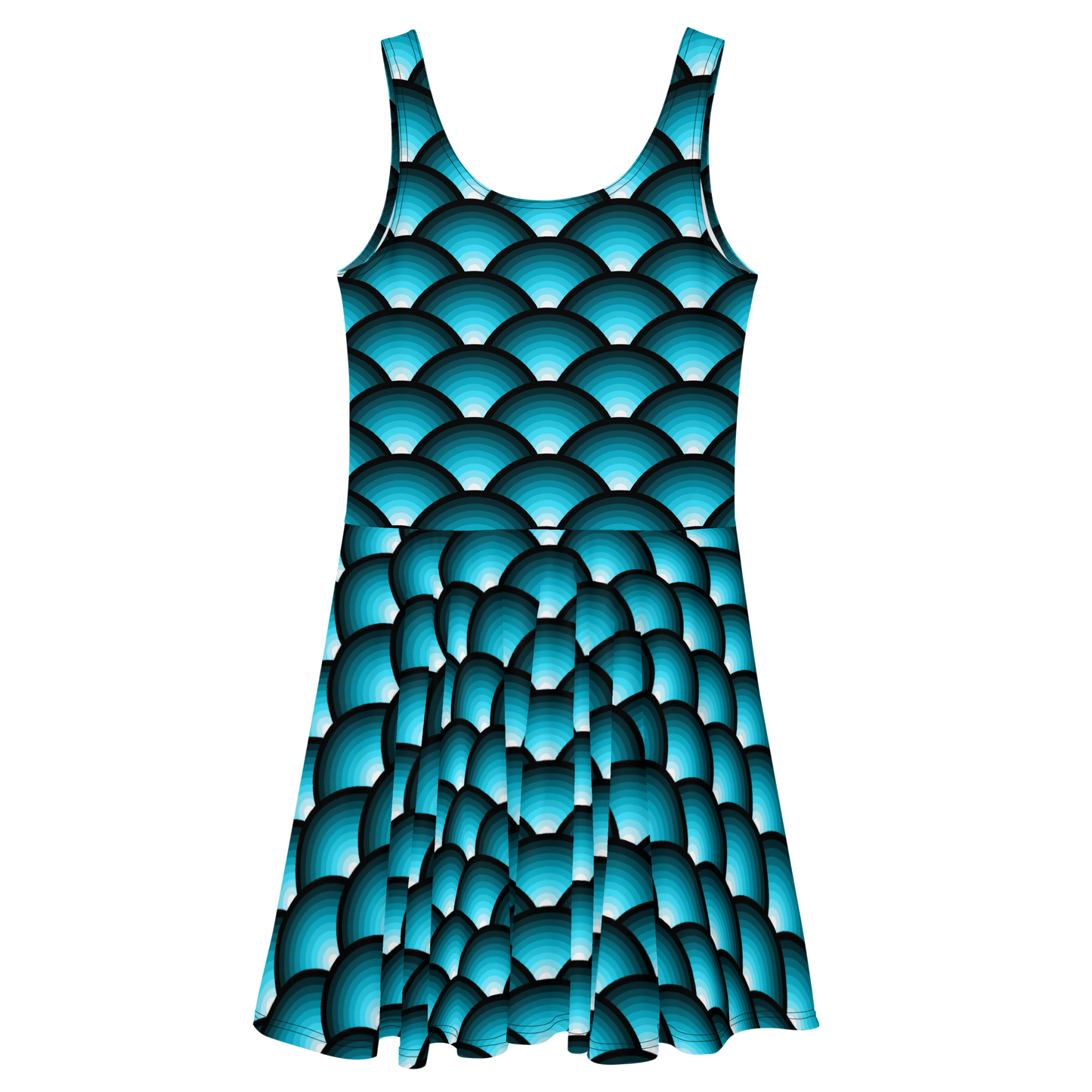 Arcs in Blue Skater Dress