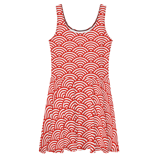 Arcs in Red and White Skater Dress