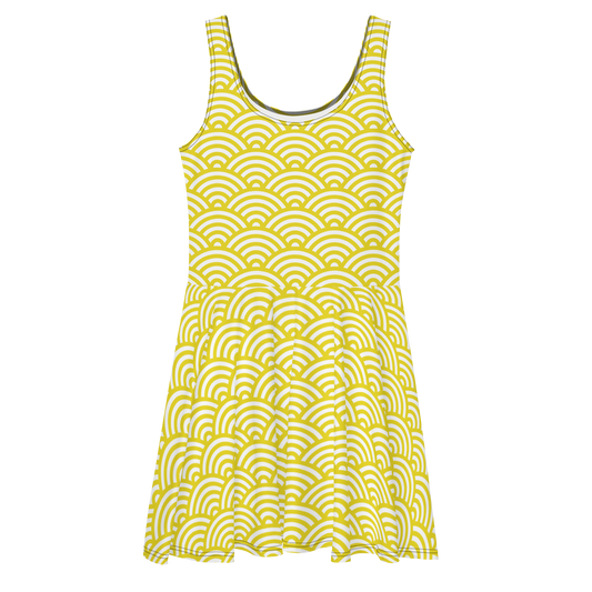 Arcs in Yellow and White Skater Dress