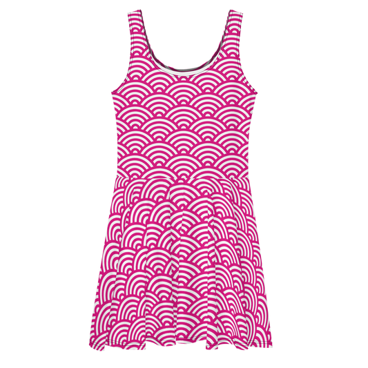 Arcs in Pink and White Skater Dress
