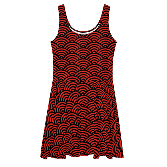 Arcs in Red and Black Skater Dress