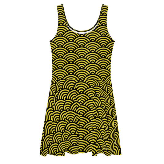 Arcs in Yellow and Black Skater Dress