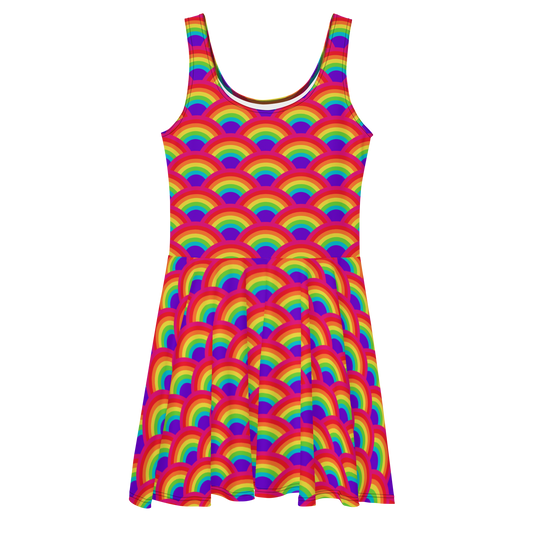 Rainbow Vibrant Arcs Skater Dress