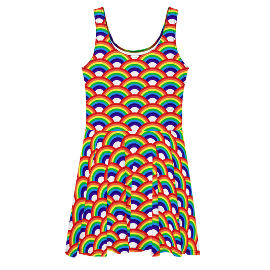 Rainbow ROYGBIVW Arcs Skater Dress